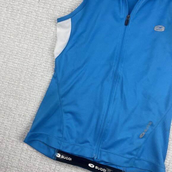 SUGOI Full Zip Cycling Womens Jersey Blue Sleeveless XS Sports Activewear - Picture 3 of 16